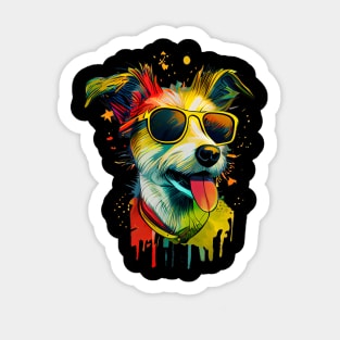 Colourful cool Jack Russell Terrier dog with sunglasses two Sticker